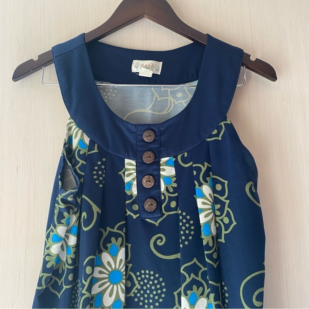 Belle du Jour Women’s Floral Navy Lightweight Stretch Tank Size Large - Picture 3 of 8